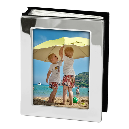 4" x 6" Bevelled Metal Picture Album in Silver