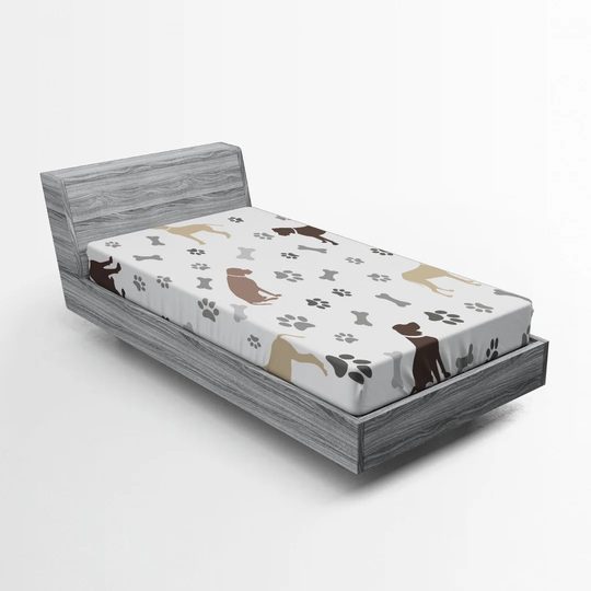 Paw Prints and Bones Microfibre Jersey Knit Fitted Sheet