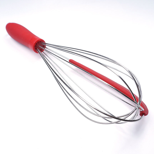 Mini Silicone Whisks, Stainless Steel Rubber Baking Whisk, Non-Stick Hand Held Cake Mixer, Mixing Kitchen Utensils Whisking Red