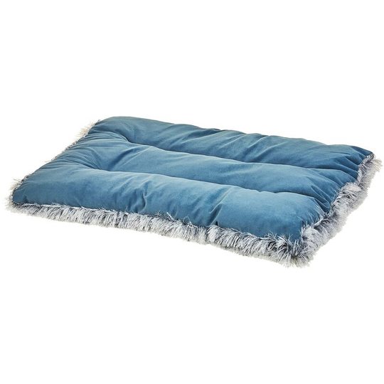 Modern Plush Pet Dog Bed Velvet Polyester with Tassels 60 x 45 cm Blue Ergani - Blue