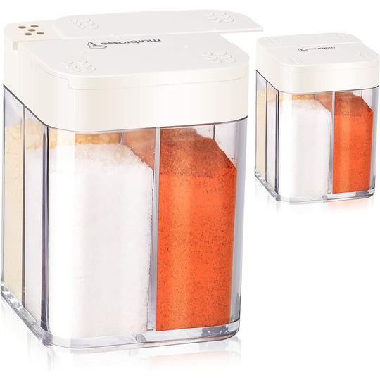 Groofoo - Four in one spice jars, 2 pieces spice jars, pepper shaker, camping spice box, spice container, kitchen spice box, transparent spice