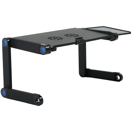 Ikayaa - Aluminium Adjustable Laptop Stand Lightweight Portable Laptop Table Office Laptop Riser Standing Desk with 2 Cooling Fans & Mouse Pad Sofa