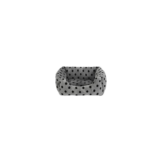 Petface Grey and Black Dots Square Dog Bed - Medium
