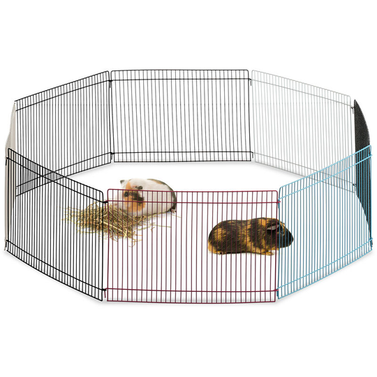 Relaxdays - Free Range Pen, 8 Panels, Close-Meshed, Enclosure for Guinea Pigs and More, 24 cm Tall, Multicolour