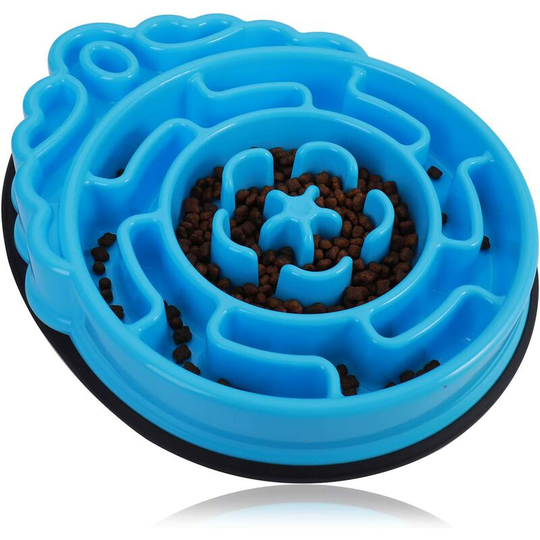 Slow Feeding Bowl, Dietary Pet Bowl, Anti Glutton Bowl for Dog Cat, Promotes Healthy Eating and Slow Digestion (Round Blue)