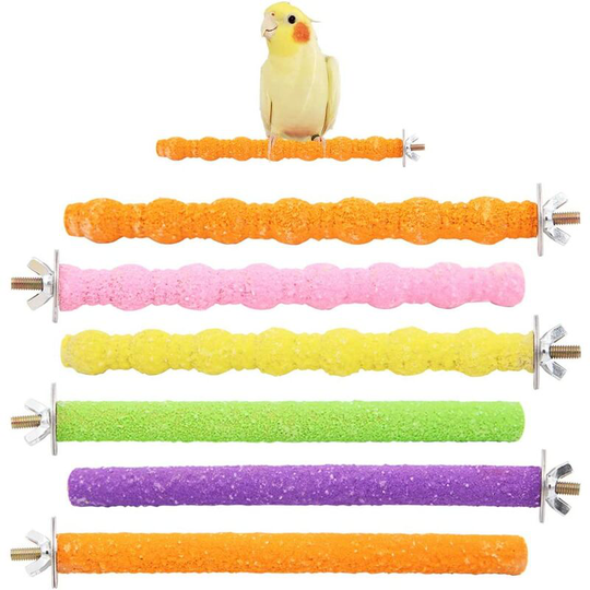 Betterlifegb - 6pcs parrot perches, colorful bird cage scrub bar bar for bird parrot parakeets perruit capsitte inseparable concess cage paw grinding