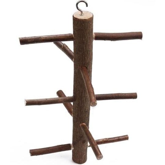 Sun Flowergb - Climbing Gantry, Rotating Parrot Wooden Leather Staircase Standing Bar Standing Frame Natural Bird Life 1 Piece