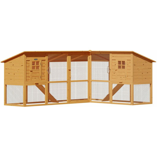 Cadoca - Corner Rabbit Hutch xxl Cage Small Animal Enclosure Chicken Coop 4,43m 14.5ft Removable Drawers