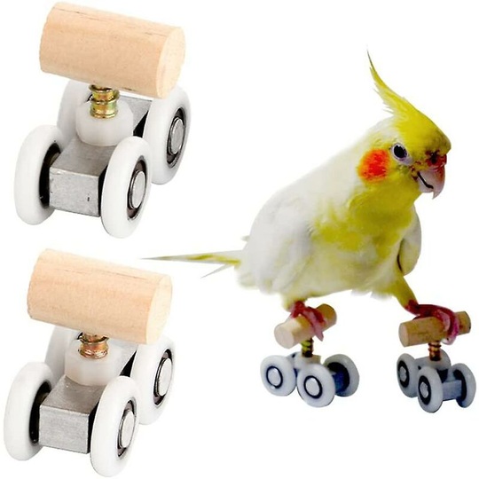 Parrot Bird Toys Bird Parrot Intelligence Toy Gear Pulley Roller Skateboard Toy 2 Pcs Thsinde