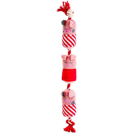 Party Animal Pigs in Blankets Christmas Plush Dog Toy (One Size) (Pink/Red) - Pink/Red - House Of Paws