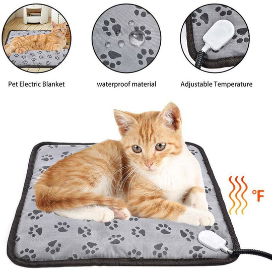 Pet Heating Pad, Heat Mat, Waterproof Electric Blanket, Chew Resistant Steel Cable, for Cats and Dogs