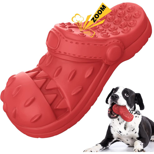 RUXAN Dog Chew Toys Indestructible - Squeaky Interactive Dog Toys for Teeth Cleaning, Rubber Dog Chew Toy with Beef Flavor for Small Medium