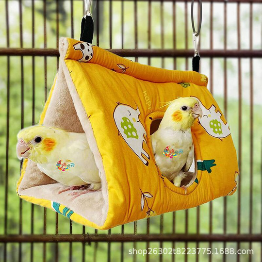 FVO - Parrot Hammock Bird Nest Warm Soft Plush Hammock Hanging Cage Tent for Parakeet Cockatiel Amazons Cockatoo Canary Cage Toy m