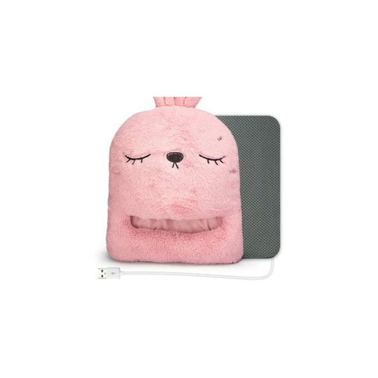 Cute Rabbit Shape Electric Heated Foot Warmers with usb Charging Non-Slip and Removable - Timer for Feet, Hands, Abdomen (Pink)