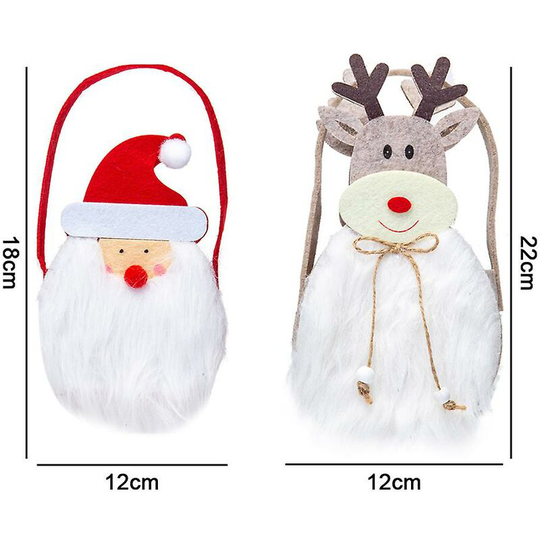 Candy Bags2pcs) Gift Treat Bags,2 Designs Santa Claus,elk Gift Bags Party