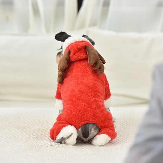 Pet Christmas clothes manufacturer dog small and medium sized teddy elk plus velvet thick winter funny makeup B34404_Red elk m size,1pcs