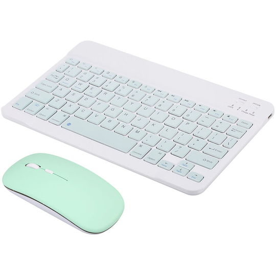 10 inch Portable bt Keyboard Mouse Combo 78 Keys Rechargeable Mini Keyboard 3-gear dpi Adjustable Mouse Wide Compatibility Green, Green - Green