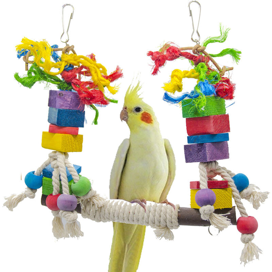 Sun Flowergb - Colorful Bird Toys, Parrot Toys, Bird Chews with Hammock Rattle Chain for Birds, Parrots, Budgies Colorful Sisal Rope Cotton Rope Swing