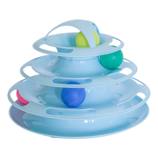 in 1 Cat Toy, 4 Layers Cat Maze Toy, Balls Toy for Cat Kitten Game, (Blue)
