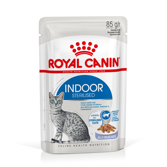 Royal Canin Indoor 27 Cat - Complementary: Royal Canin Wet Indoor Sterilised in Jelly (12 x 85g)