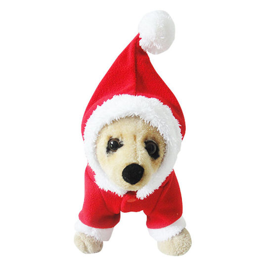 Christmas Dog Clothes Red Santa Hooded Clothes Polyester Dog Costume Autumn Winter Warm Coat for Pet (Small)