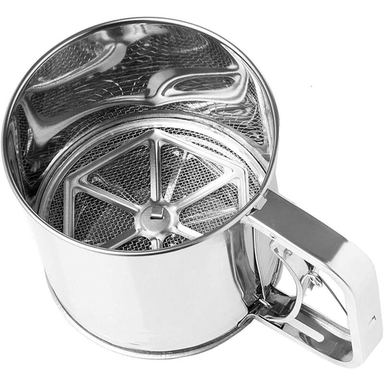 Flour Sieve - Powdered Sugar Cocoa Sieve - Stainless Steel - large - Silver
