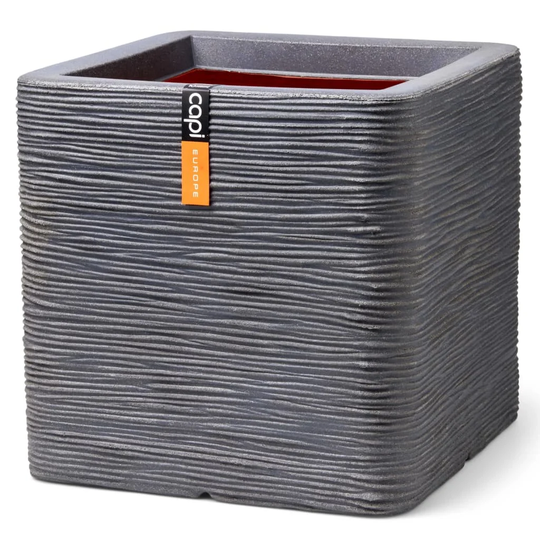 Capi Planter Nature Rib Square Dark Grey