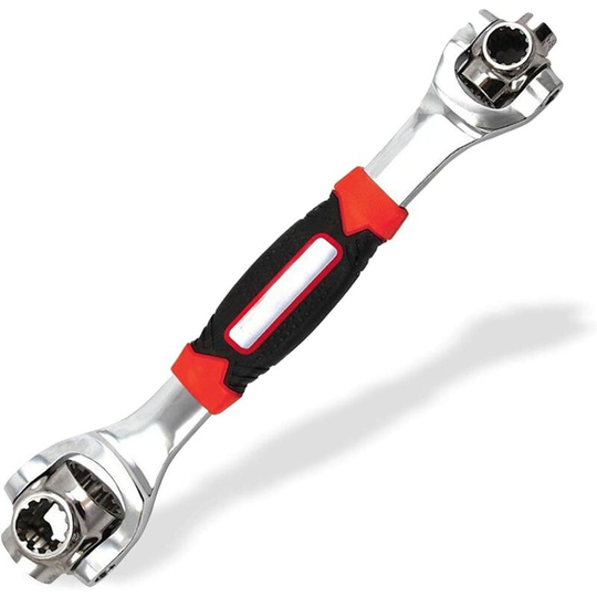 Socket Wrenches Universal Car Repair Metric Wrench 48 in 1 Spline Bolts Socket Wrench 360 Degree Rotation Ratchet Wrench Swivel Head(Red)