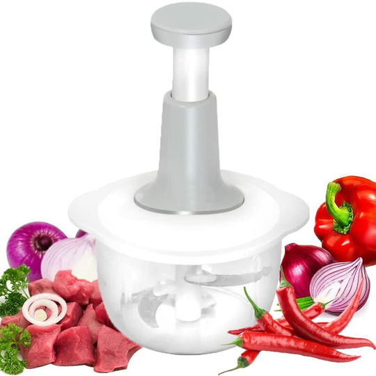 Aougo - Hand Press Vegetable Chopper, Portable Vegetable Blender, 1.5 Liter Handheld Food Blender, Food Processor for Mincing Onions, Meat, Garlic,