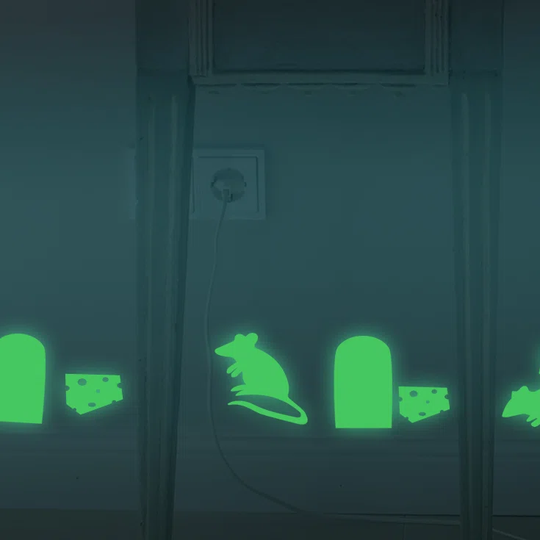 Mouse Cheese Glowing Wall Sticker Set