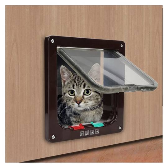 Pet Dog Cat Security Access Door, Brown l: 25*23.5*5.3cm - Thsinde
