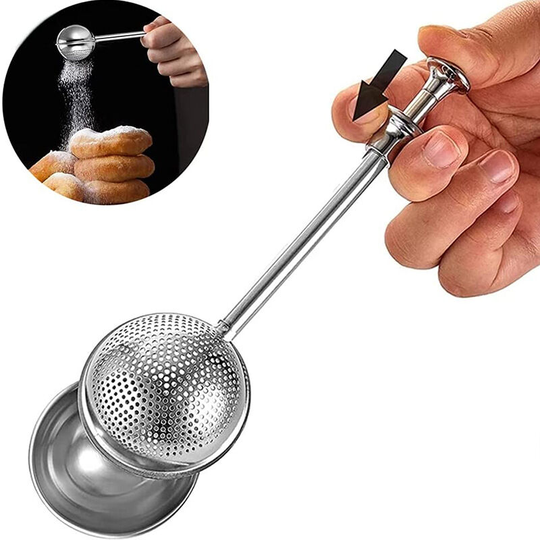 Flour Pusher for Baking, One Hand Operation, 304 Stainless Steel Powdered Sugar Duster, Flour Duster and Sieve, Gift Packing