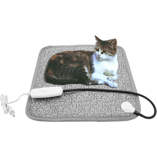 Bearsu - Pet Heating Pad, Dog Cat Electric Heated Blanket Mat, Temperature Warming Cushion Bed with Anti Bite Tube