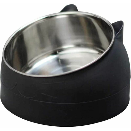 200ML Stainless Steel Cat Bowl Cat Water Bowl Multifunction Food and Water Bowl Black