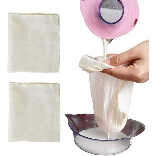 2 Pieces Cheesecloth Bags for Hot Tea and Milk - Reusable Filter Cold Coffee - Mesh Cooking Bags for Making Spices, Cheese, 12' x 14'