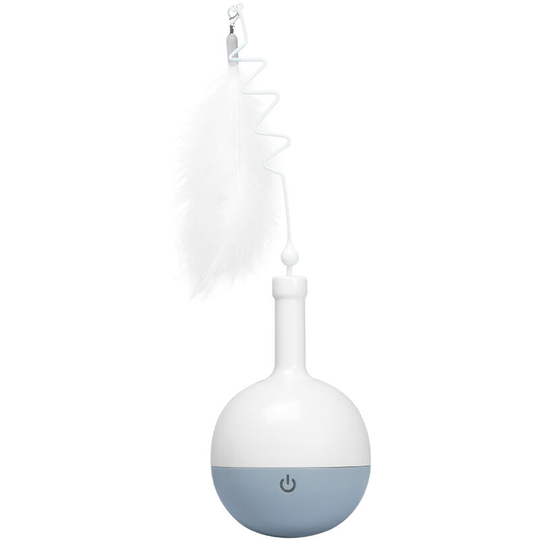 Cat Feeder Ball with Feather Slow Feeder Food Dispenser Ball Indoor Cat Ball Toys Self Rotating Ball for Daily Training Grey