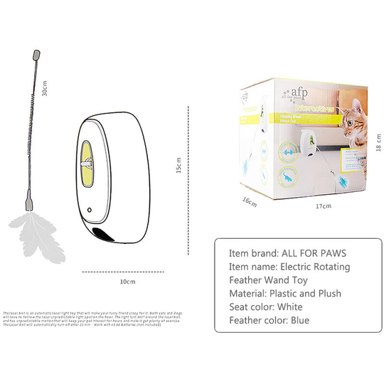 All for paws Feather Wand Cat Toy Electric Rotating Feather Scratch Toy for Cat Pet