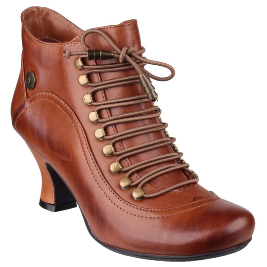 (5, Tan) Hush Puppies: Womens Tan Vivianna Lace Up Heeled Boot UK Size 8