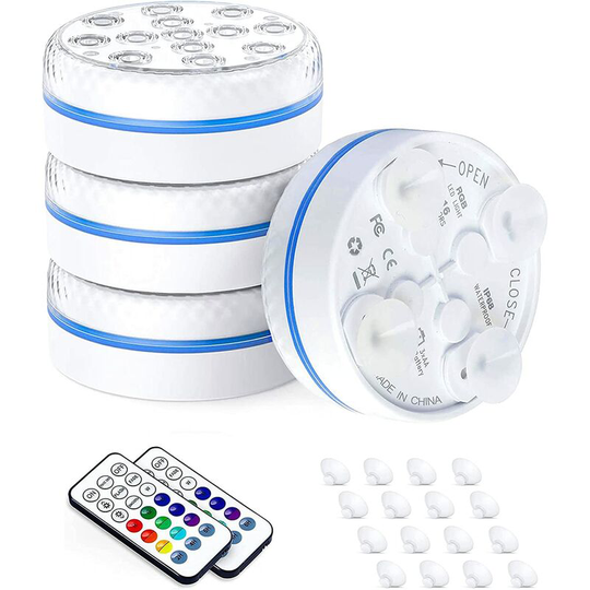 Qersta - Submersible led Light, Multi-color Underwater Waterproof Pool Spotlight with Remote Control, Above Ground Swimming Pool Lights, for Fish