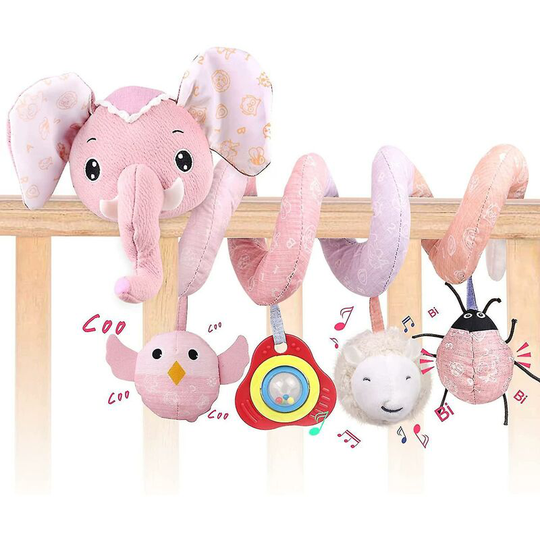 Baby Car Seat Toys Stroller Toys Crib Toys Baby Activity Spiral Hanging Stroller Toys (Elephant)