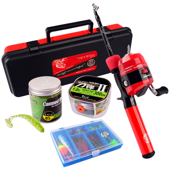 Ilure - Children Fishing Pole Ultralight Fishing Rod Ultralight+Fishing Reel+Fishing Lures Fishing Tackle Box,model:Red Model a 1.5m - model:Red