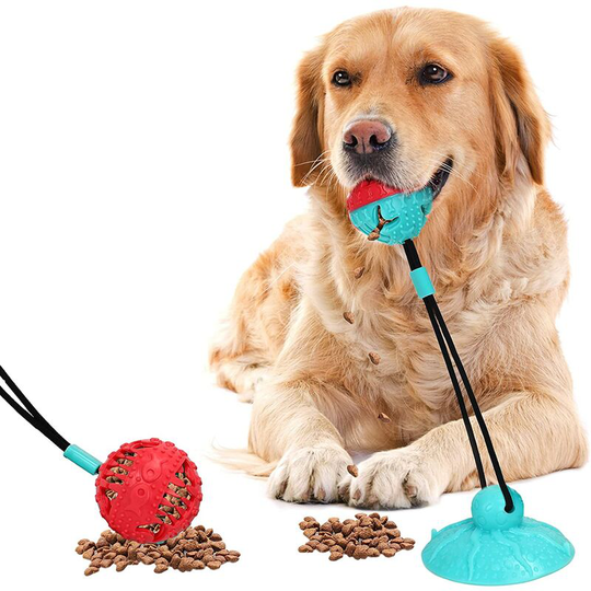 Soekavia - Suction Cups Dog Chew Toys, Dog Treat Toys for Boredom,Indestructible Dog Toothbrush Toys, Tug of War Toys for Dog, Tough Dog Balls Puzzle