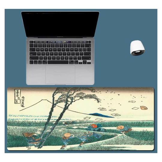 Gaming mouse pad, non-slip rubber base soft fabric mouse pad, Japanese style mouse pad with 27 scenes of Ukiyo-e (Japanese style 4, 300*800*3) - Muff