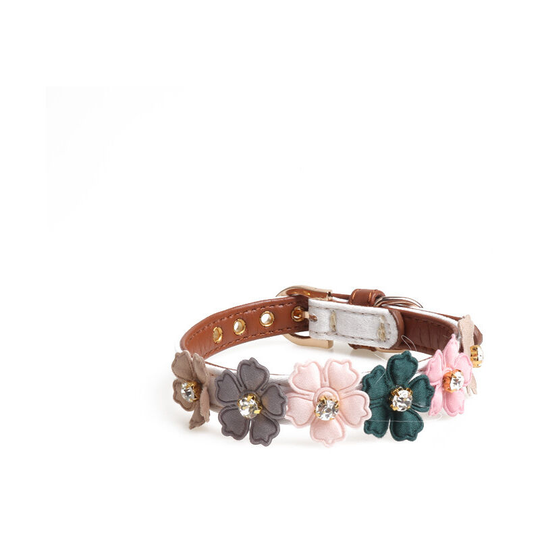 Classic Bow Tie Dog Collars, Pet Collar with Flower Diamonds Design Fashionable Dog Cat Collar, for (white, 1.3 * 34cm)