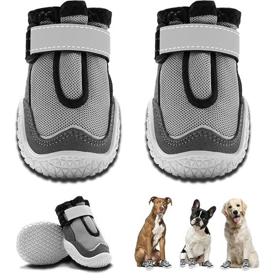 Perle Rare - Dog Boots Breathable Dog Shoes for Hot Pavement, Heat Resistant Dog Booties with Reflective Straps, Puppy Paw Protectors with Rubber