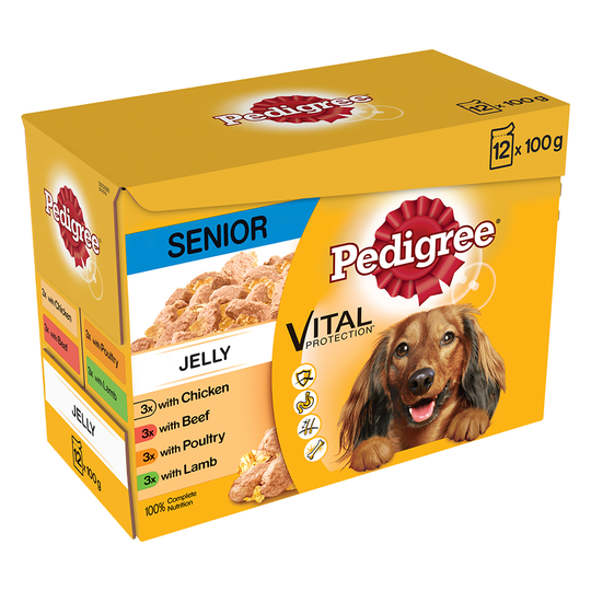 Pedigree Senior Pouch in Jelly Multipack - 12 x 100g
