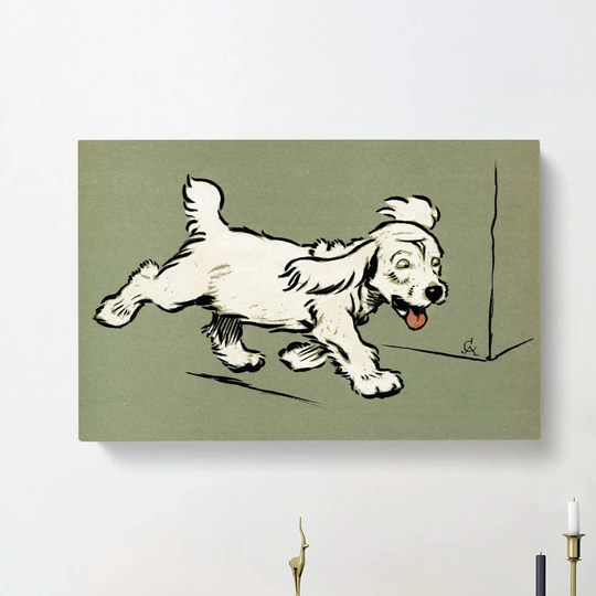 The White Puppy by Cecil Aldin - Wrapped Canvas Painting Print