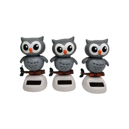 Solar Powered Dancing Owl Figurine, Cute Animal Birds Swinging Toys Car Dashboard Decor Car Interior Ornament - 3pcs