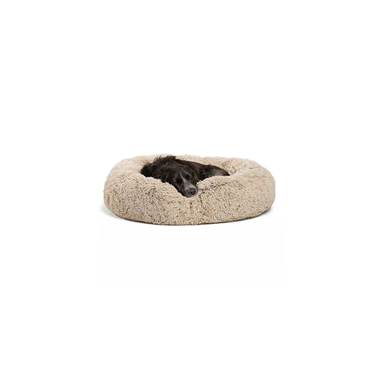 Best Friends by Sheri The Original Calming Donut Cat and Dog Bed in Shag Fur Taupe Medium 30x30"
