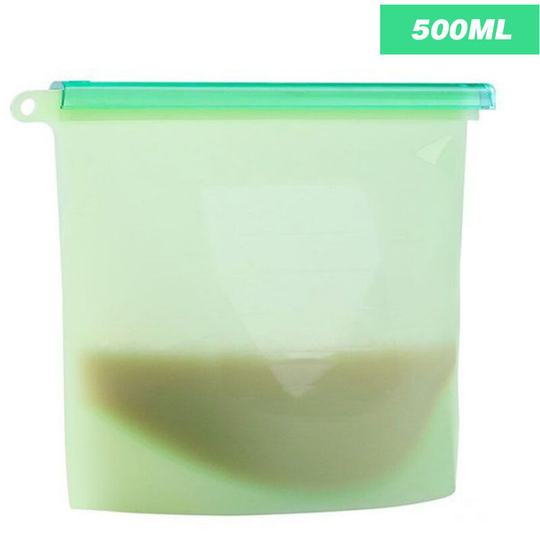 Reusable Leakproof Storage Bag Airtight Silicone Bags Snack Sandwich Lunch Freezer Bag for Storing Nuts Fruit 500ML